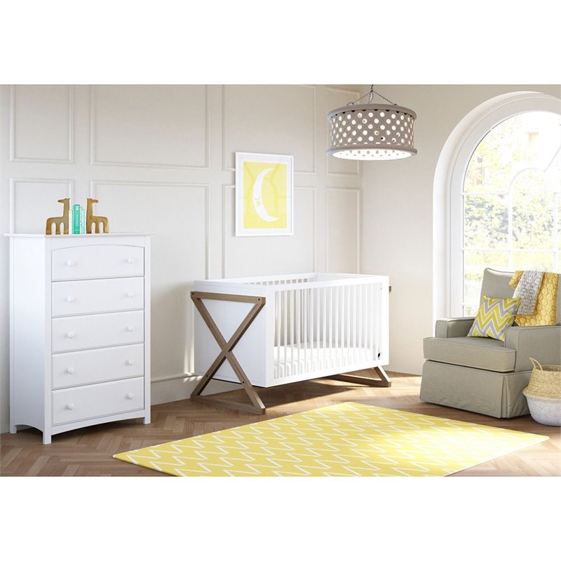 storkcraft equinox 3 in 1 convertible crib in white and driftwood