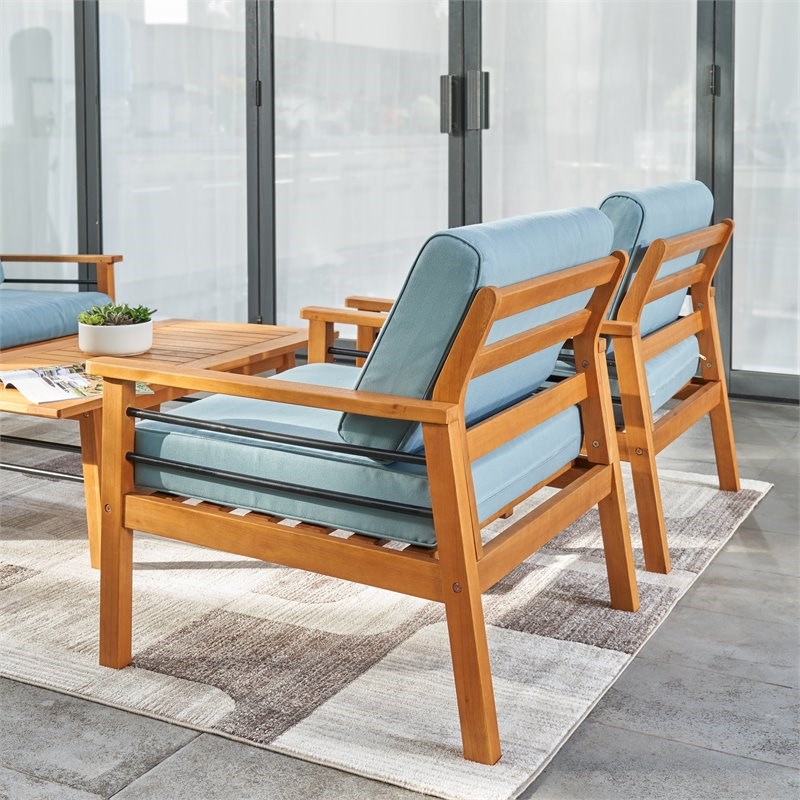 Vifah Gloucester 4Piece Solid Wood Patio Sofa in Golden Oak Homesquare
