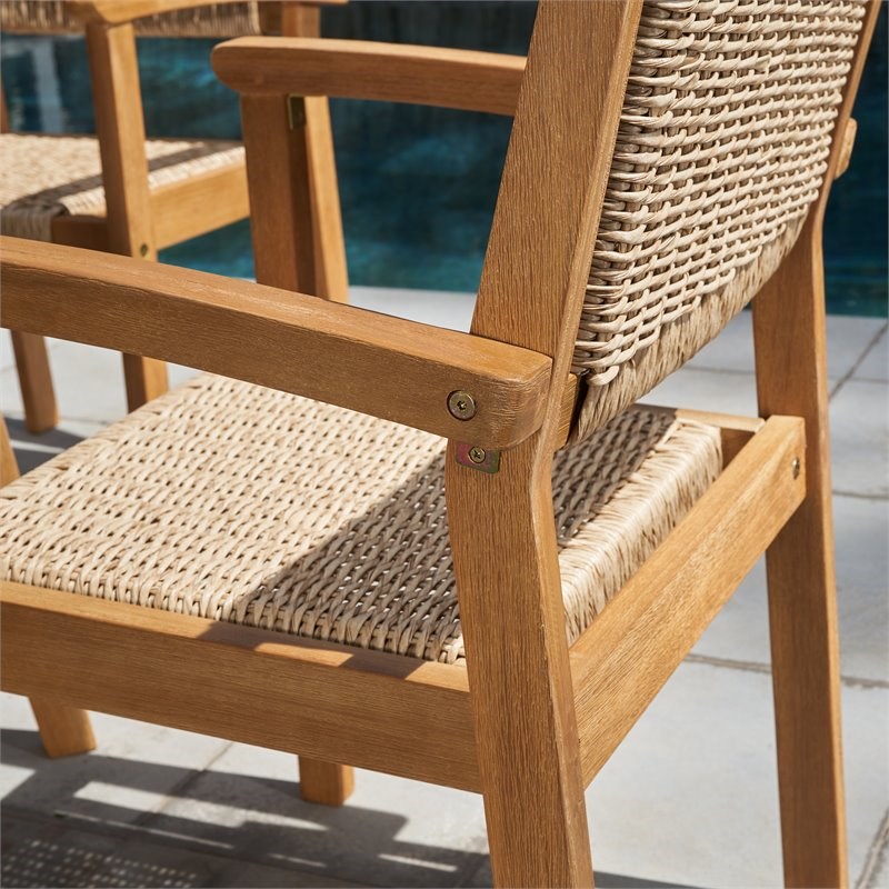 Vifah Chesapeake Solid Wood Patio Dining Chair in Golden Oak (Set of 2) Homesquare