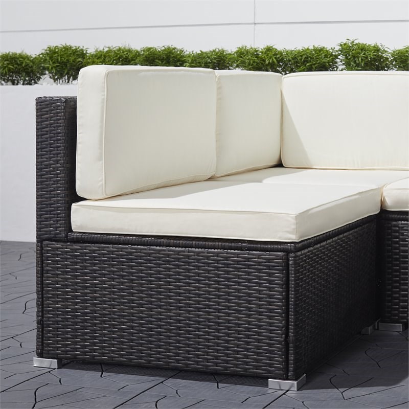 vifah venice 6piece wicker patio sectional sofa with cushions in black