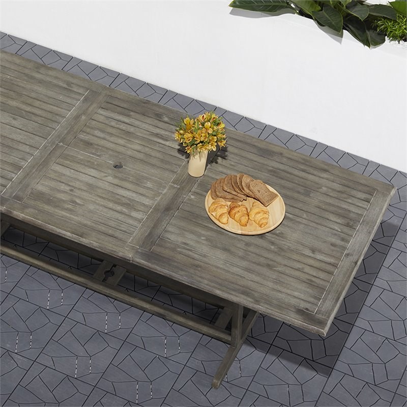 Vifah Renaissance Extendable Patio Dining Table in Gray