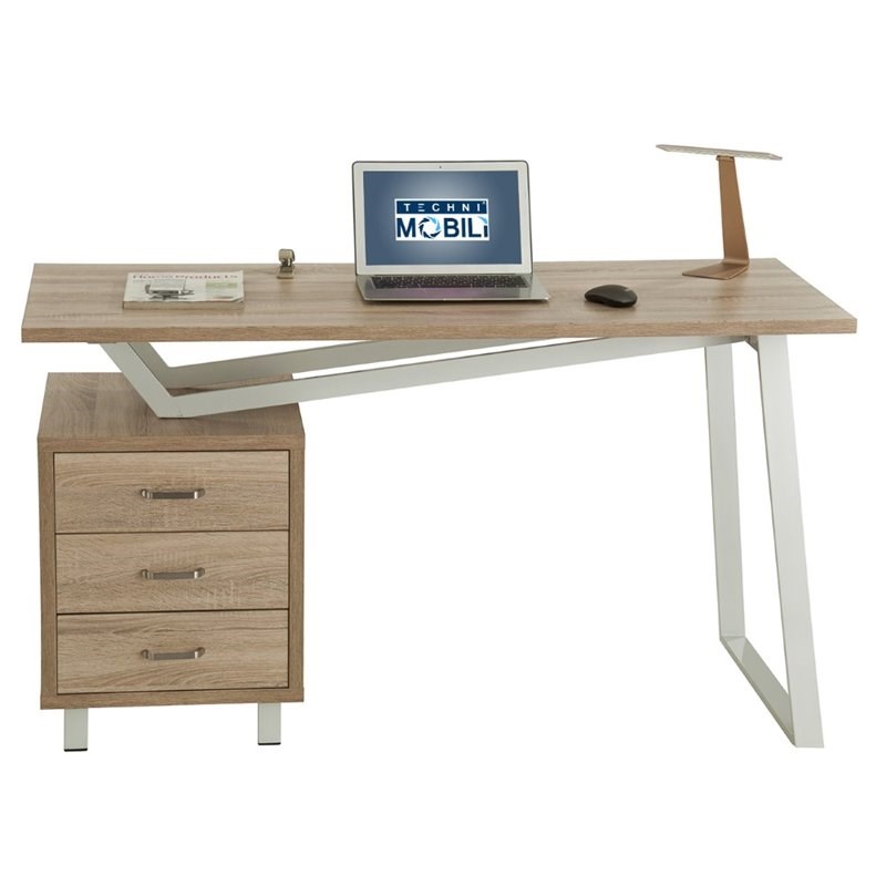 Techni Mobili Modern Design Computer Desk with Storage in Sand