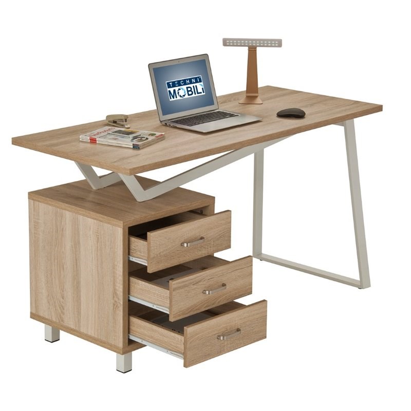 Techni Mobili Modern Design Computer Desk with Storage in Sand