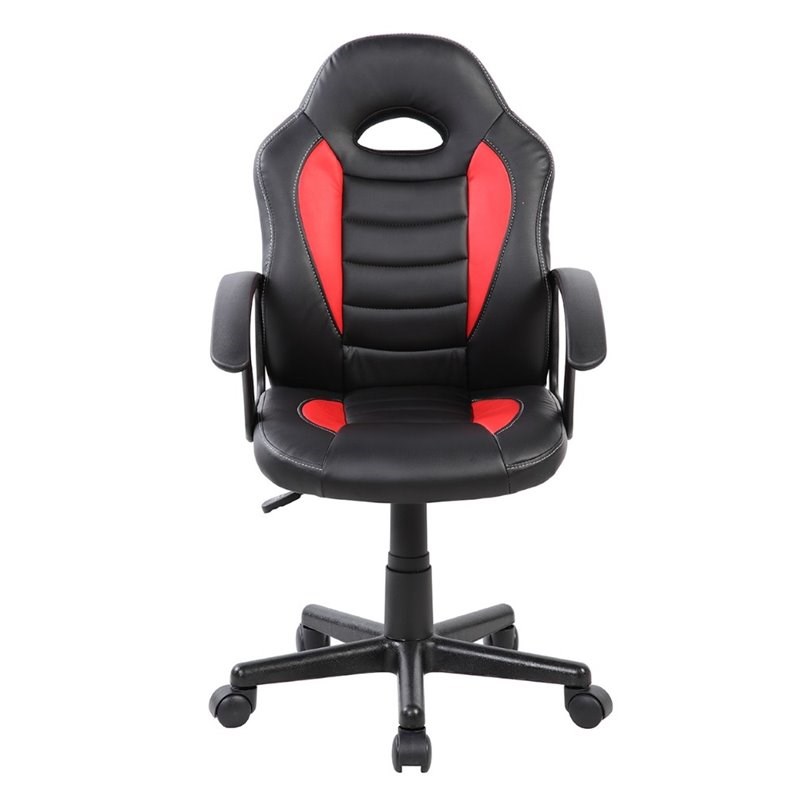 Techni Mobili Faux Leather Game Office Chair in Red