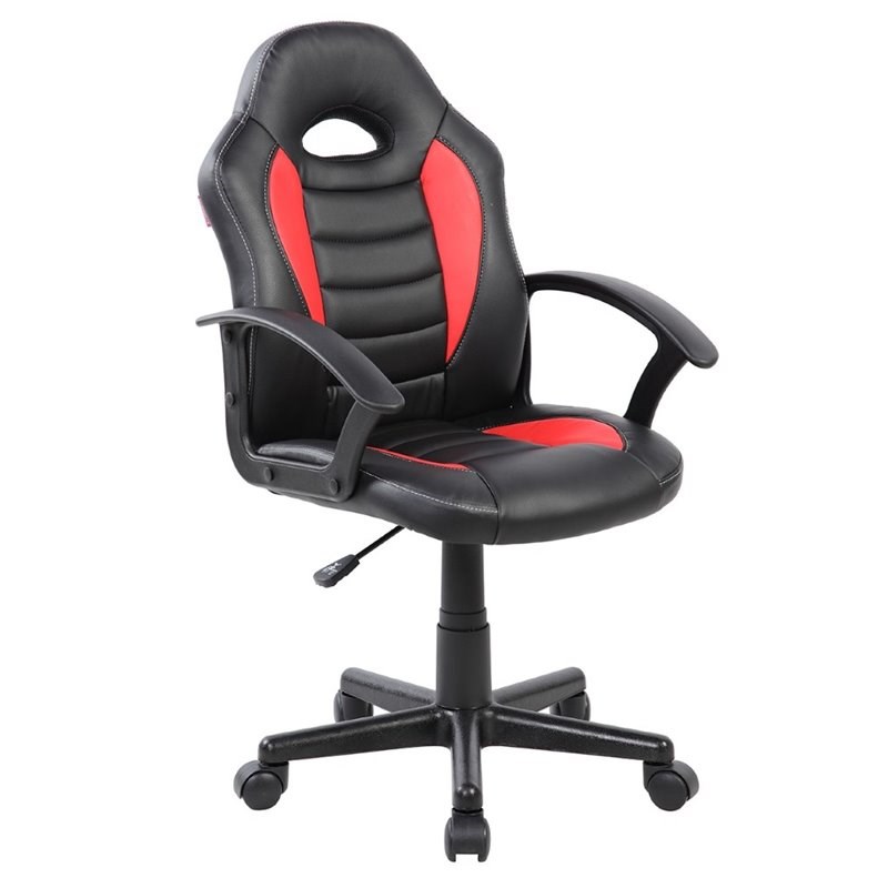 Techni Mobili Faux Leather Game Office Chair in Red