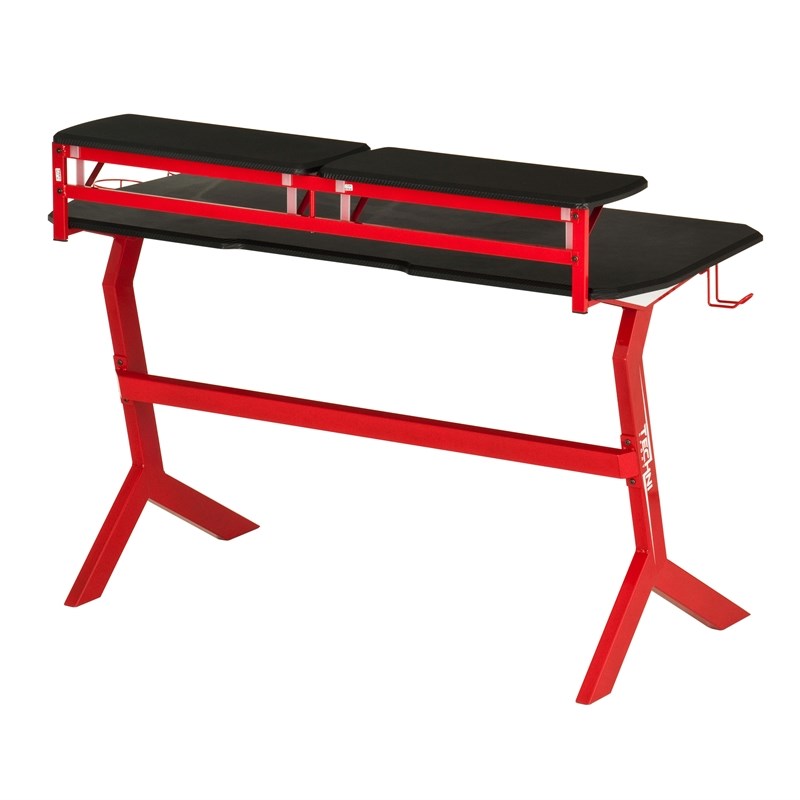 Techni Sport Engineered Wood and Steel Frame Stryker Gaming Desk in Red