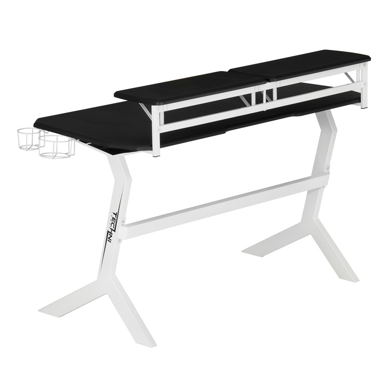Techni Sport Engineered Wood and Steel Frame Stryker Gaming Desk in White
