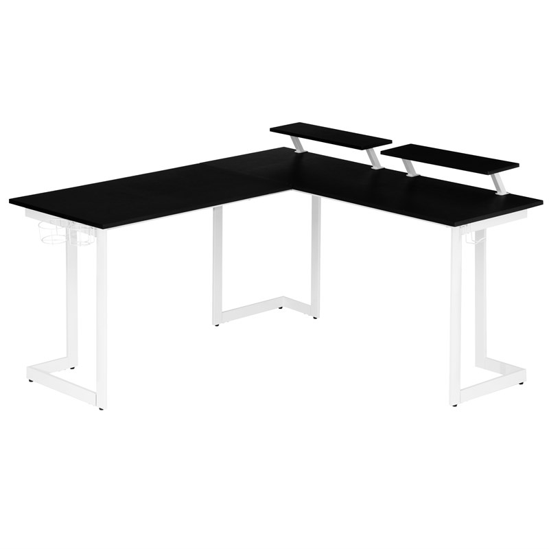 Techni Sport Warrior Engineered Wood L-Shaped Gaming Desk in White