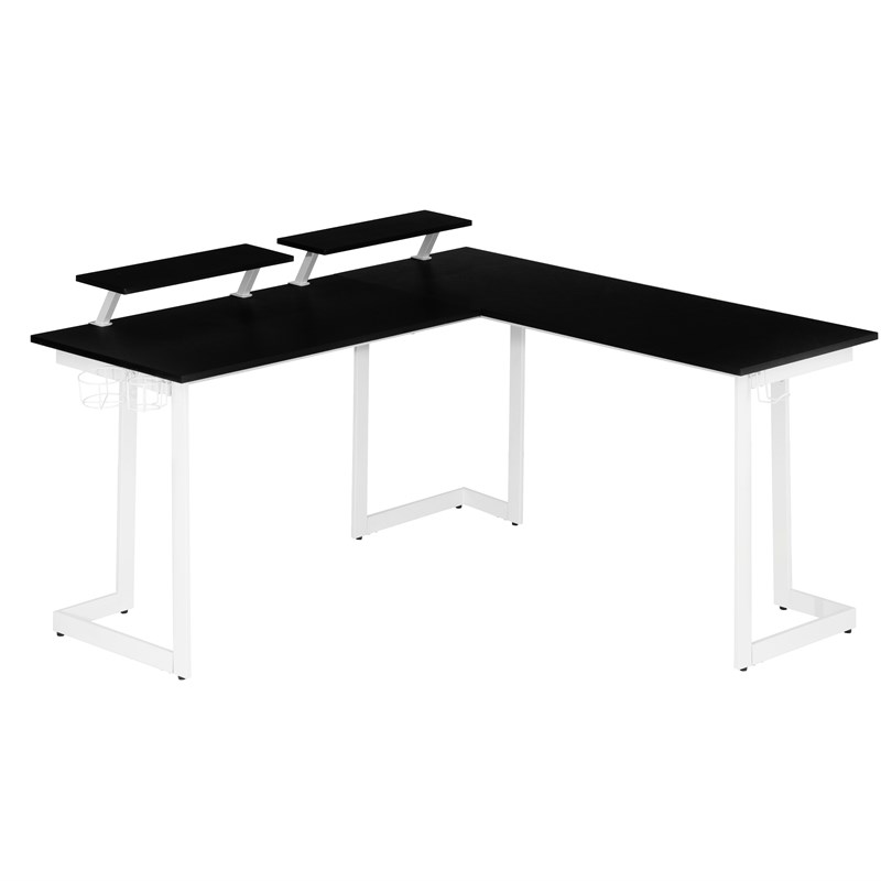 Techni Sport Warrior Engineered Wood L-Shaped Gaming Desk in White
