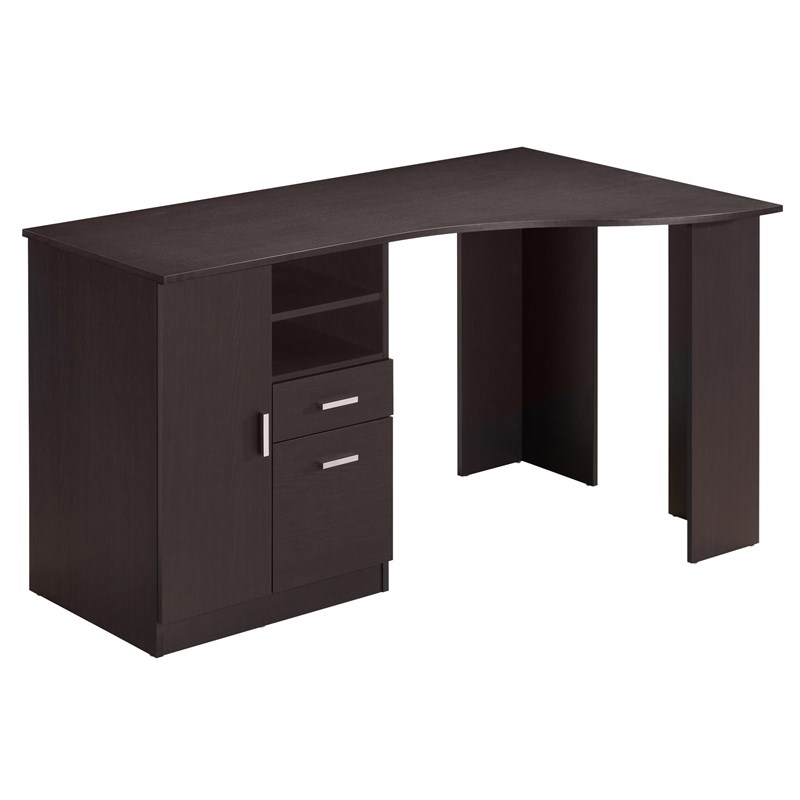 Techni Mobili Classic Engineered Wood Office Desk with Storage in Espresso