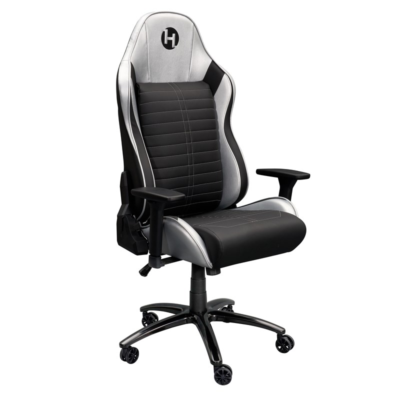 Techni Sport Ergonomic Polyurethane Fabric Racing Style Gaming  Chair - Silver