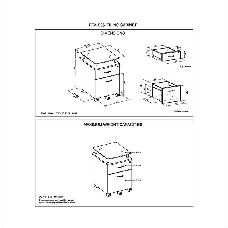 Techni Mobili Seguro 2 Drawer Wood Mobile Filing Cabinet in Graphite