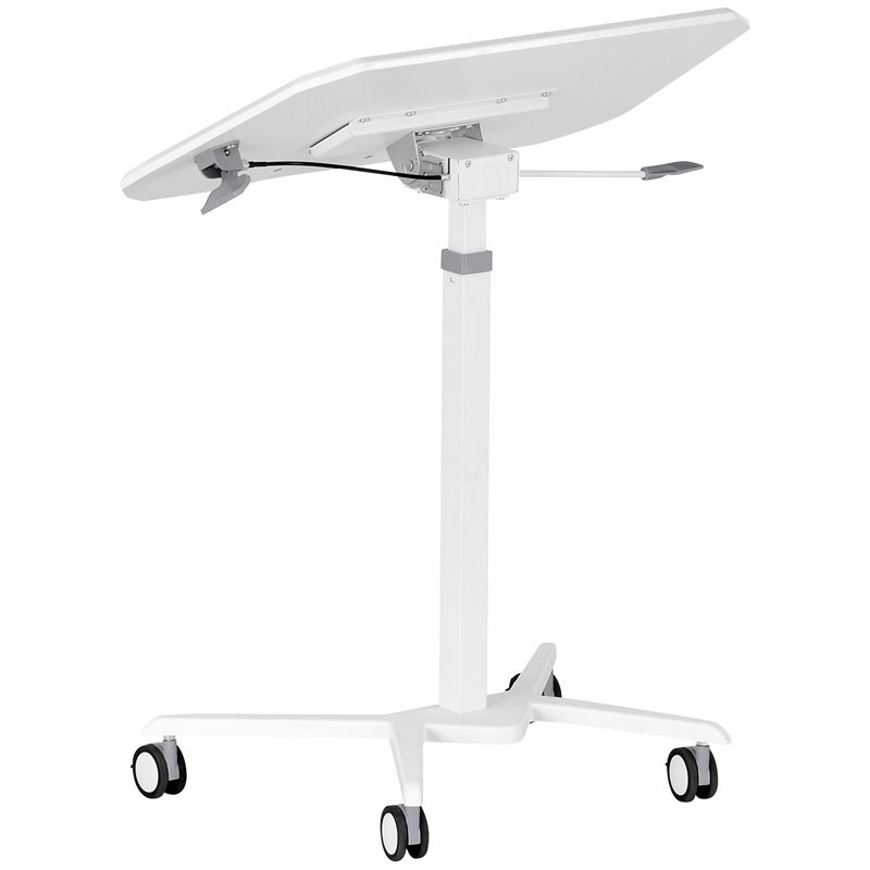 Techni Mobili Wooden Sit to Stand Tiltable Mobile Laptop Stand in White