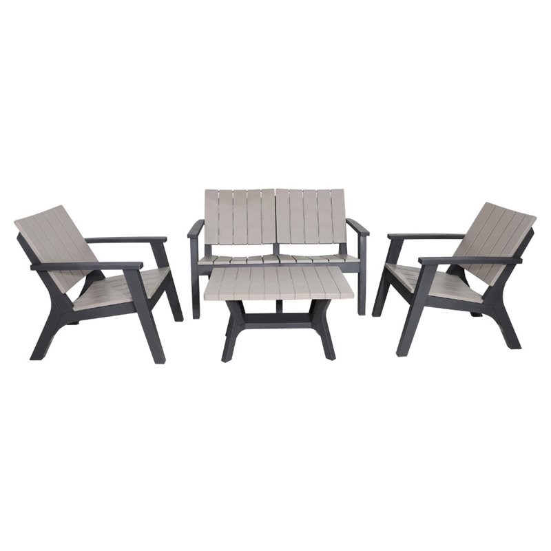 DUKAP Enzo 4 Piece Patio Sofa Seating Set in Black and Gray