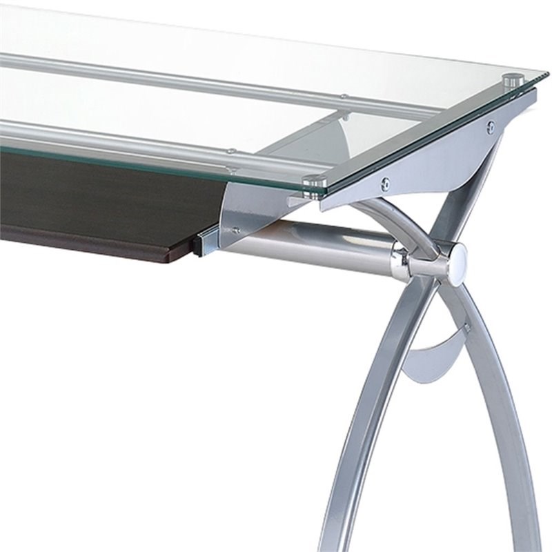 TECHNI MOBILI Alterna Glass Top Metal Computer Desk