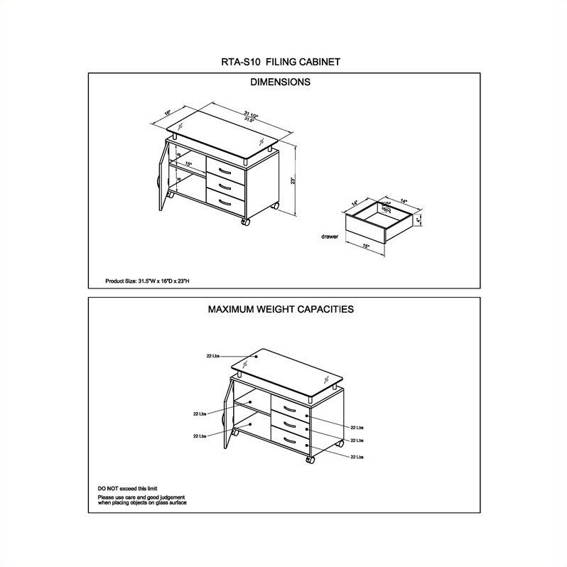 Techni Mobili Seguro 3 Drawer Wood Storage Cabinet in Graphite