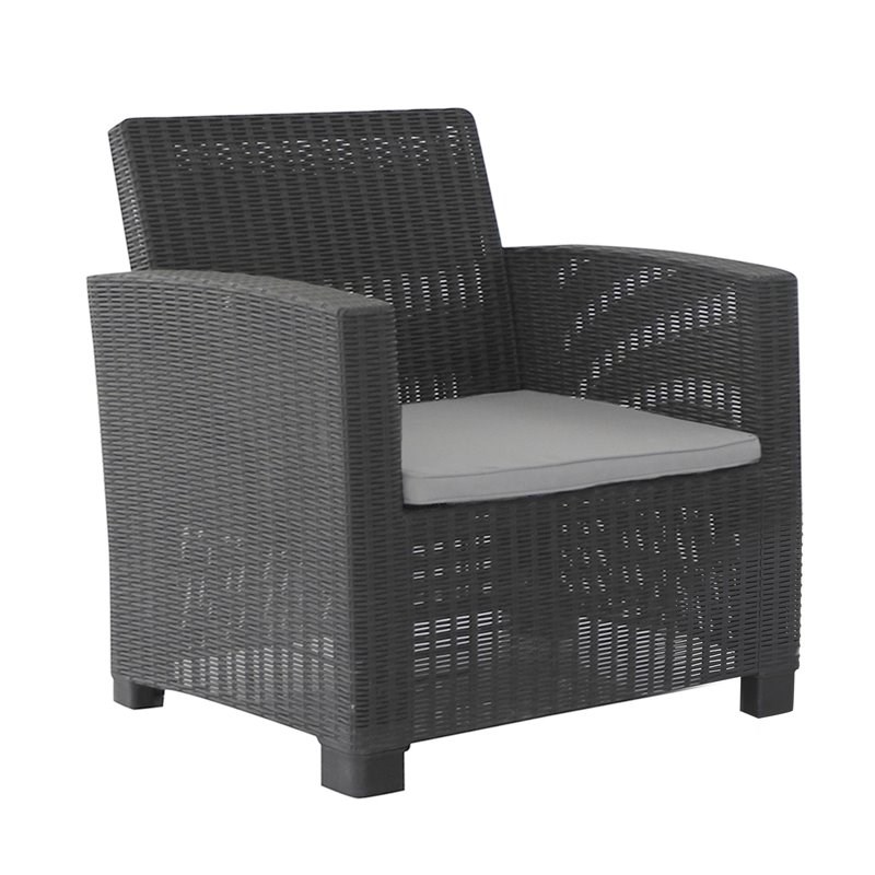 Techni Mobili Alta Plastic 4-Piece Outdoor Sofa Set with 5-Seat in Black