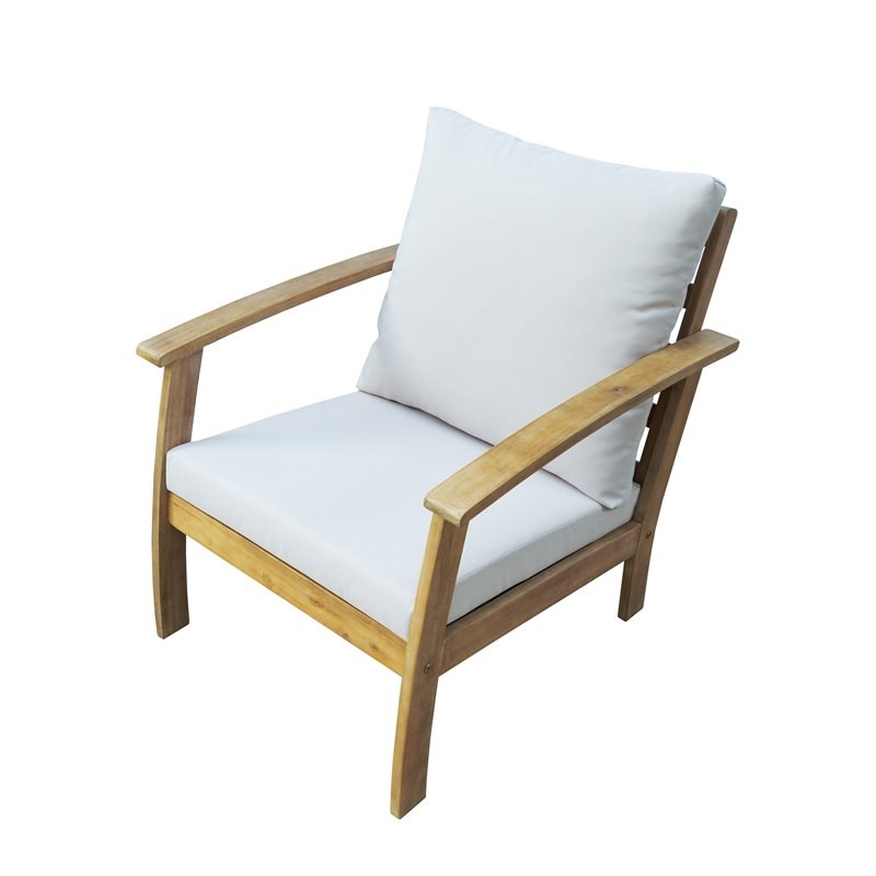 Techni Mobili Truwood 4-Piece Wood Patio Sofa Set in Brown/Beige