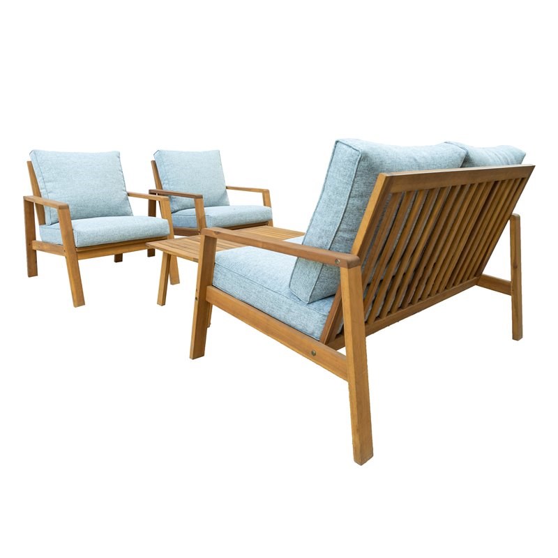 Techni Mobili Saman 4-Piece Wood Patio Sofa Set in Brown/Gray