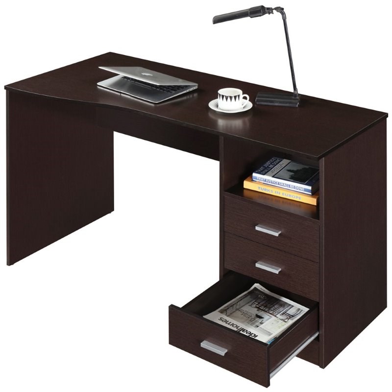 Techni Mobili Classy Computer Desk with 3 Drawers in Wenge