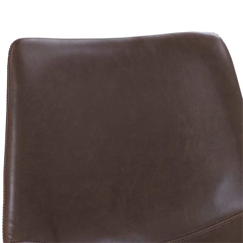 Faux Leather Dining Chair in Brown - set of 2