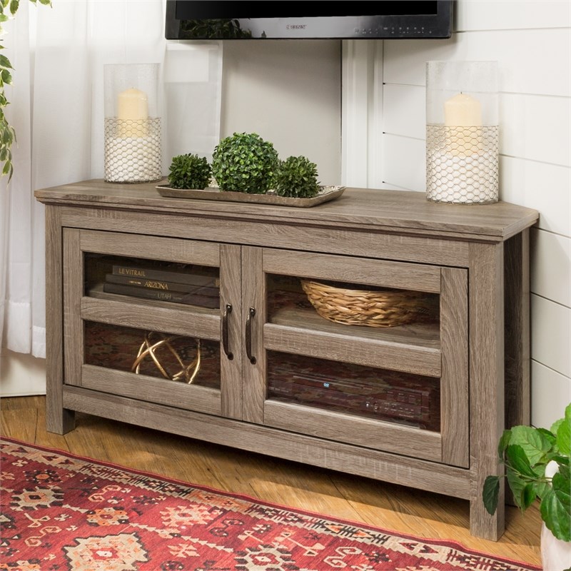44" Corner TV Stand in Driftwood Homesquare