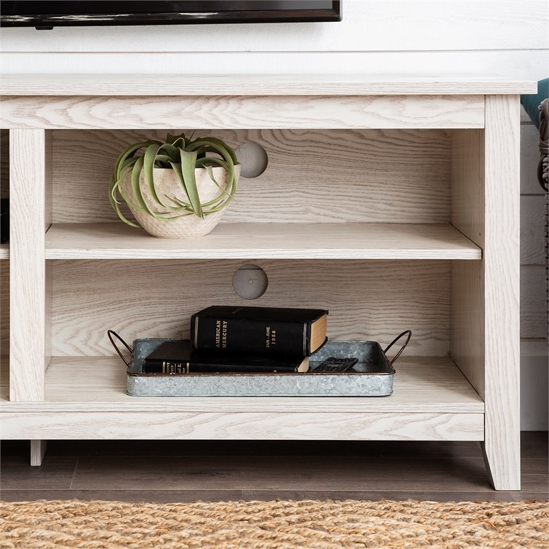 58" simple tv stand in white wash w58cspww
