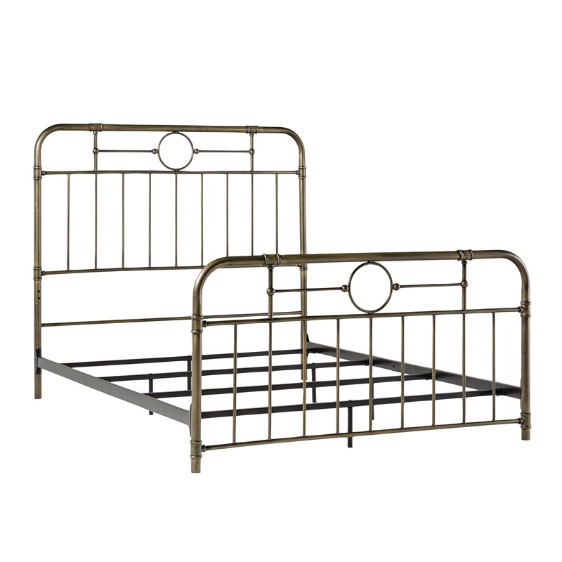 Antiqua Metal Pipe Queen Size Bed - Bronze | Homesquare