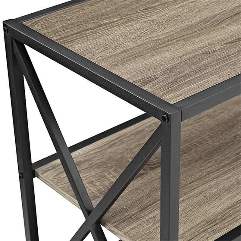 60" Industrial Metal X Bookcase in Driftwood Homesquare