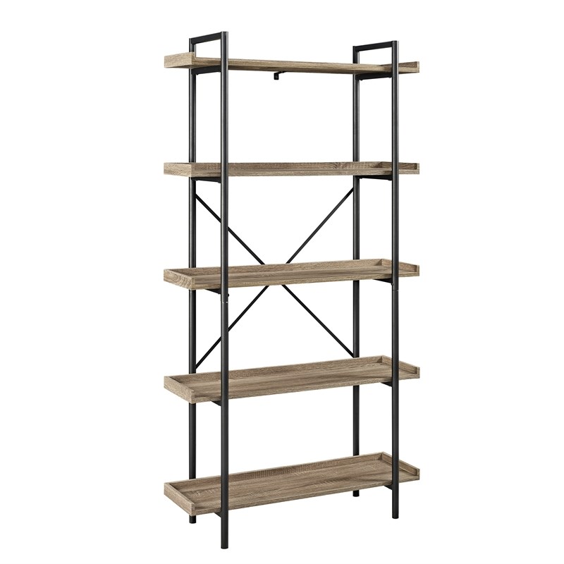 Industrial Pipe 5 Shelf Bookcase in Driftwood