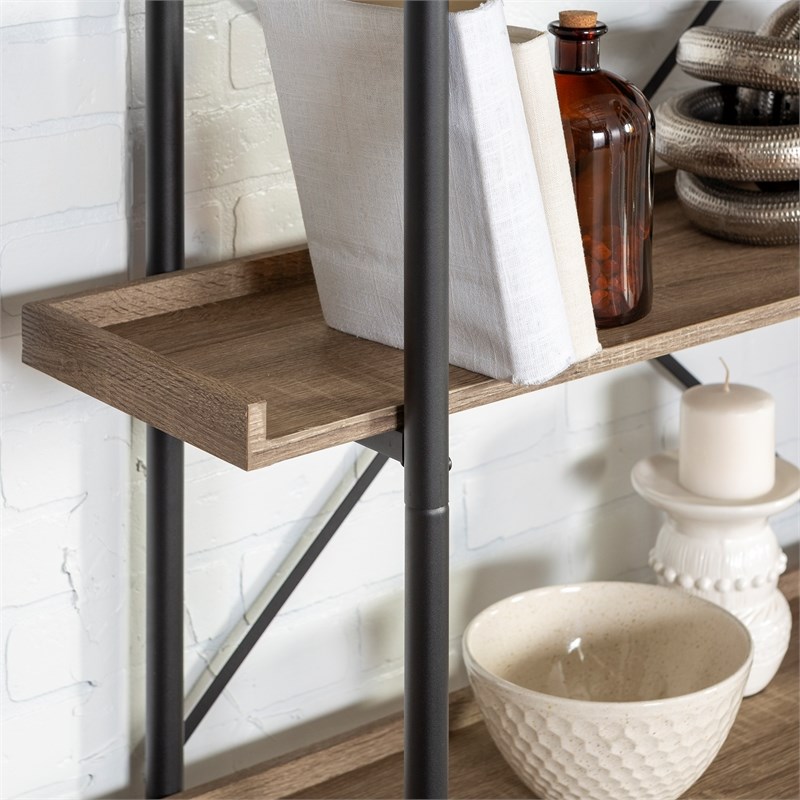Industrial Pipe 5 Shelf Bookcase in Driftwood