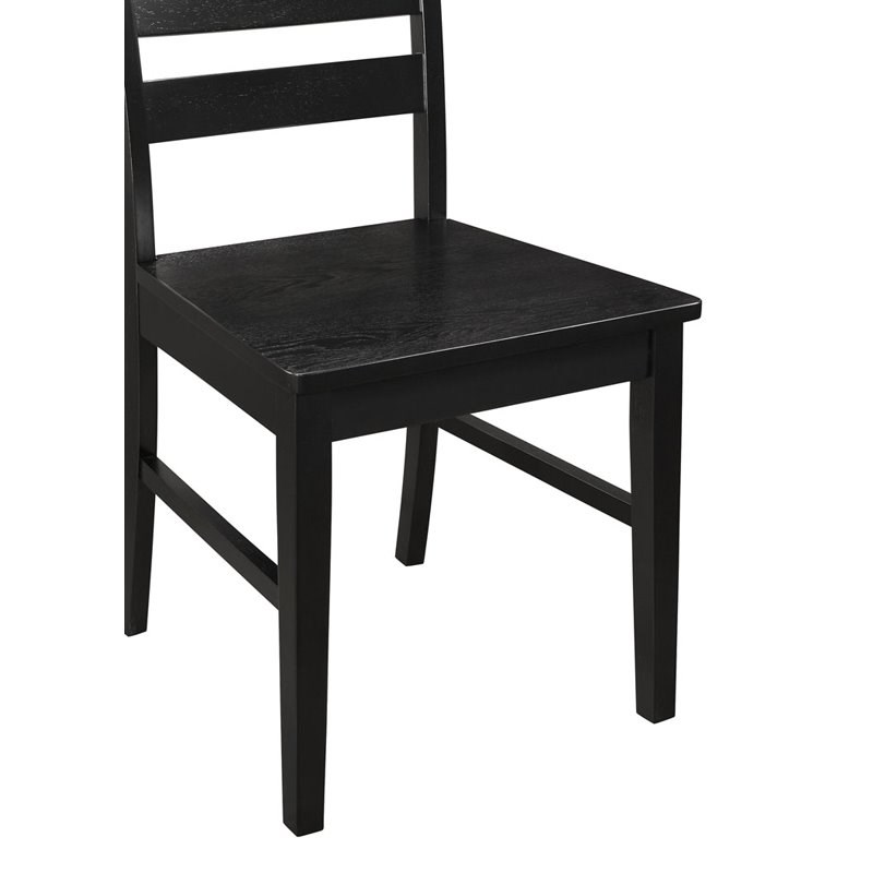 Wood Ladder Back Dining Chair Set of 2 - Black