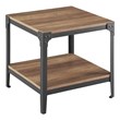 Angle Iron Rustic Wood End Table in Rustic Oak - Set of 2