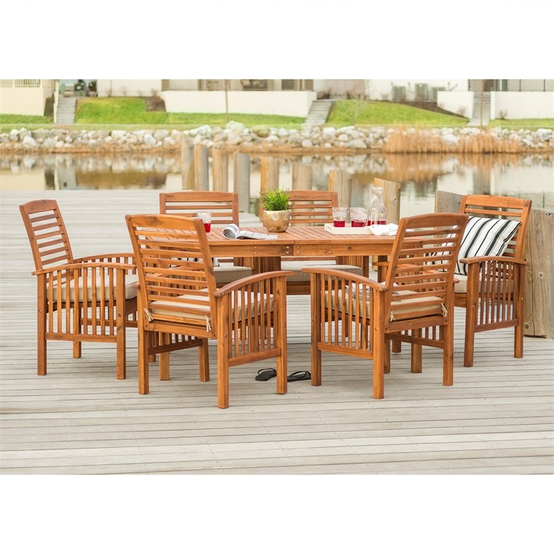Acacia Wood Simple Patio 7Piece Dining Set Brown Homesquare