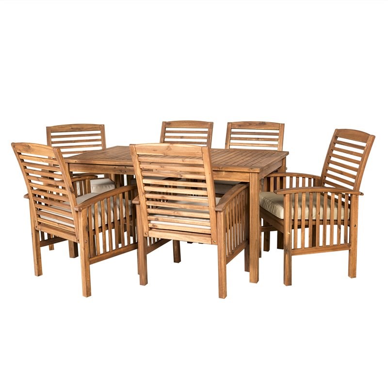Acacia Wood Simple Patio 7Piece Dining Set Brown Homesquare