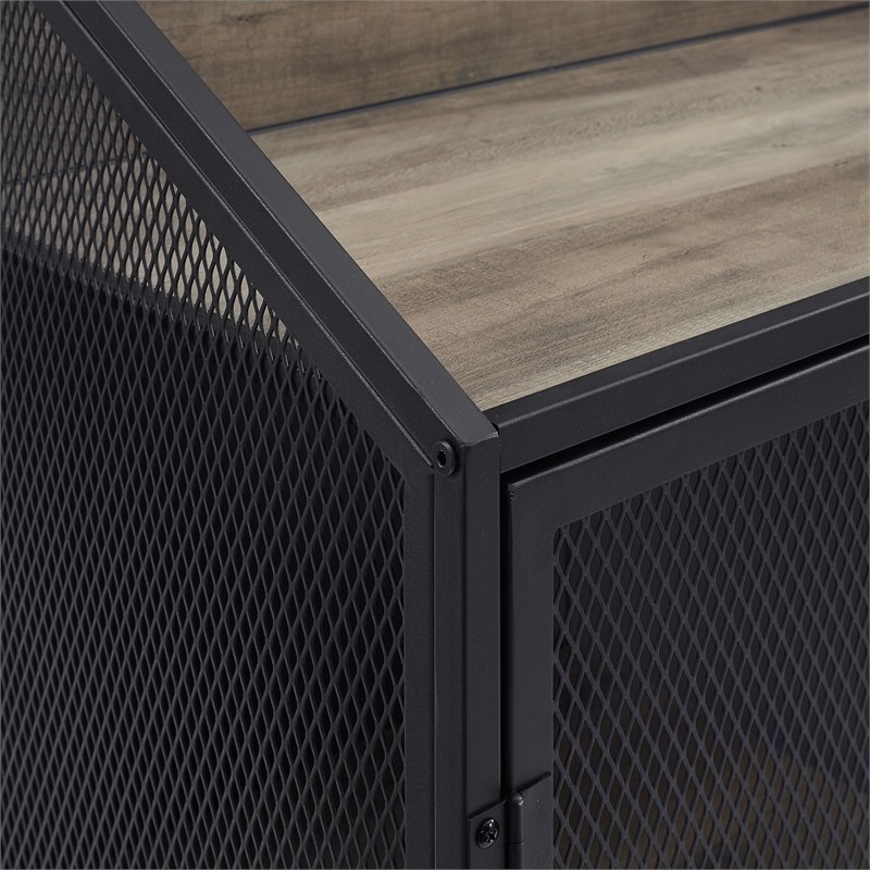 33 inch Industrial Grey Wash Bar with Metal Mesh Homesquare