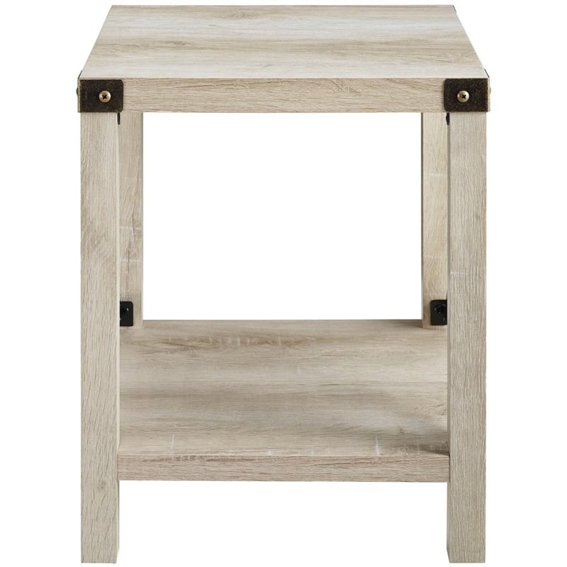 18 inch Metal X Side Table in White Oak