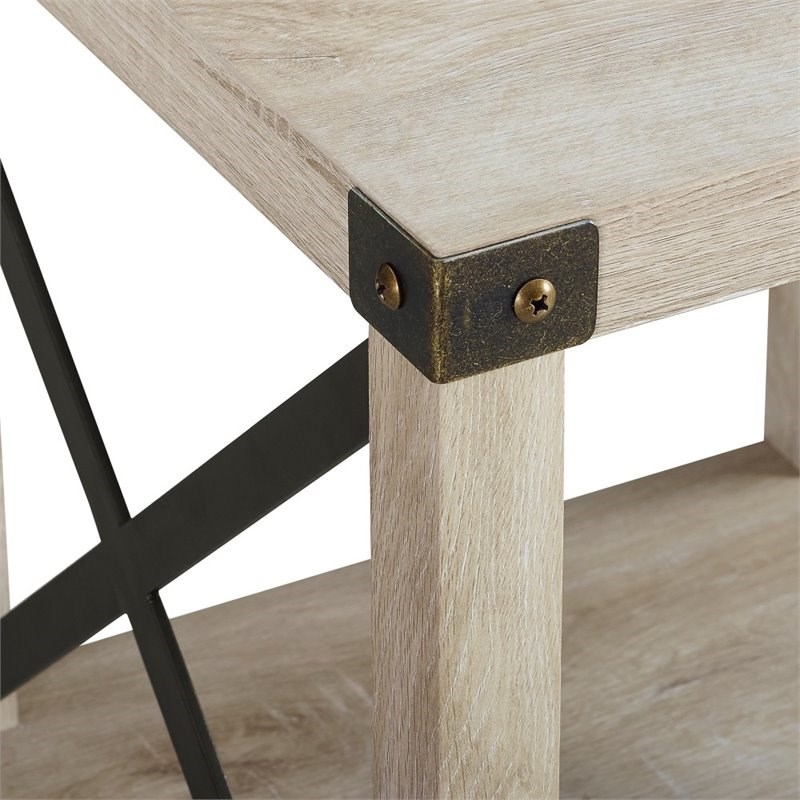 18 inch Metal X Side Table in White Oak Homesquare