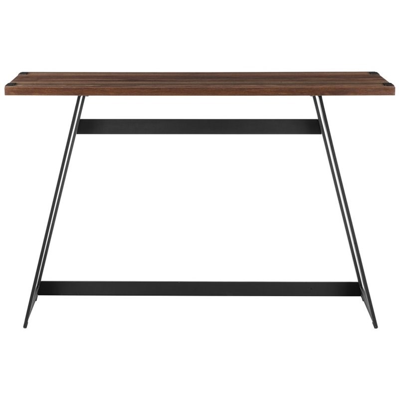 46-inch Metal Wrap Entry Table in Dark Walnut
