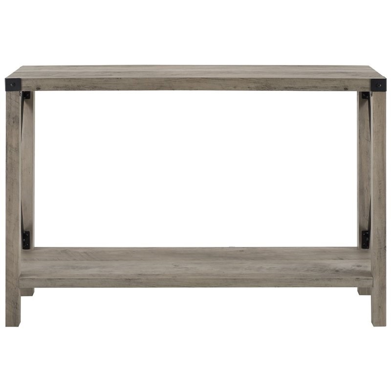 46 inch Metal X Entry Table in Grey Wash