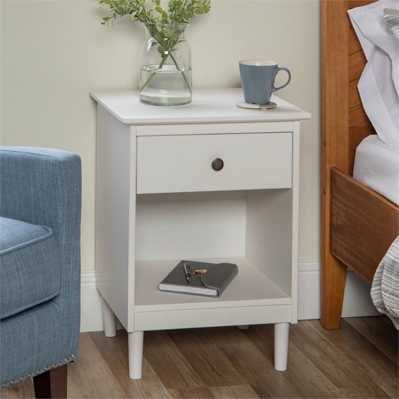 1 Drawer Solid Wood Nightstand in White Homesquare