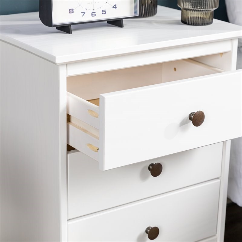 3 Drawer Solid Wood Nightstand in White