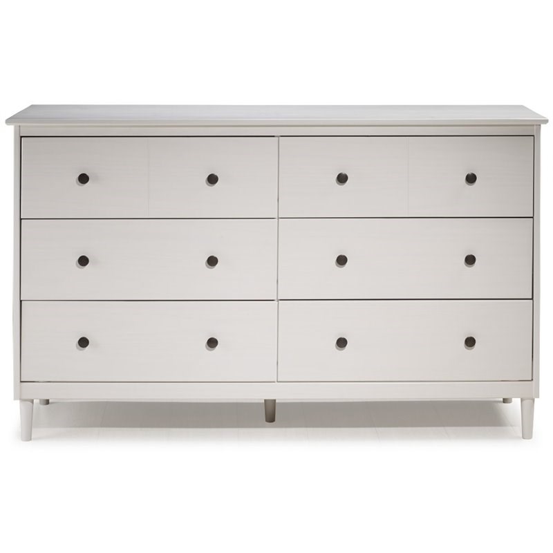 6 Drawer Solid Wood Dresser in White Homesquare