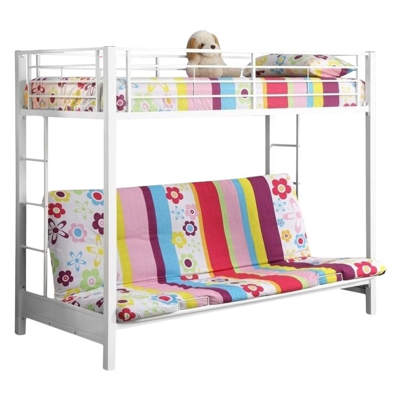 metal twin over futon bunk bed frame in white btofwh