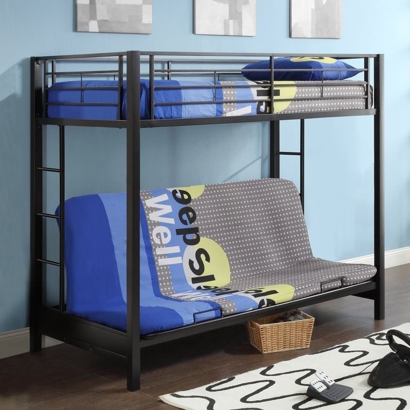 Metal Twin Over Futon Bunk Bed Frame In, Black Metal Frame Futon Bunk Bed Replacement Parts