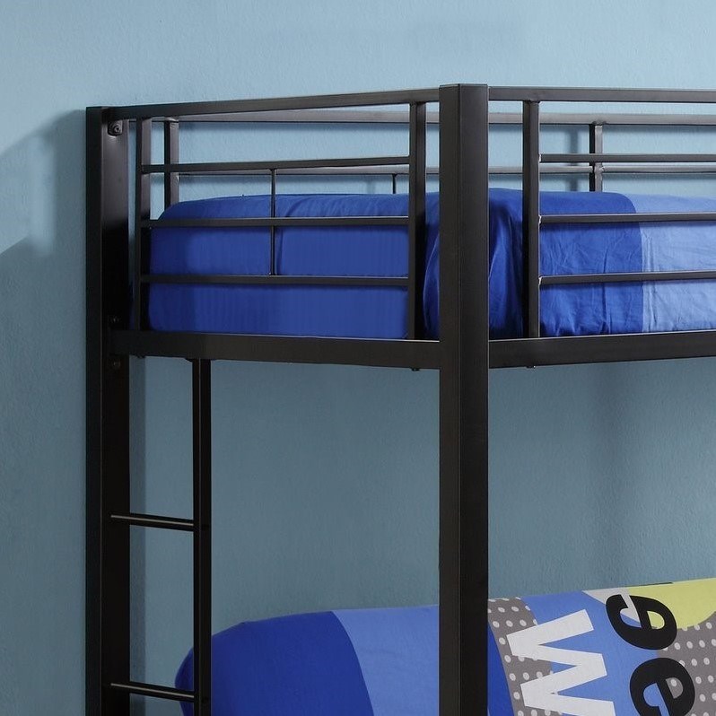 Metal Twin over Futon Bunk Bed Frame in Black