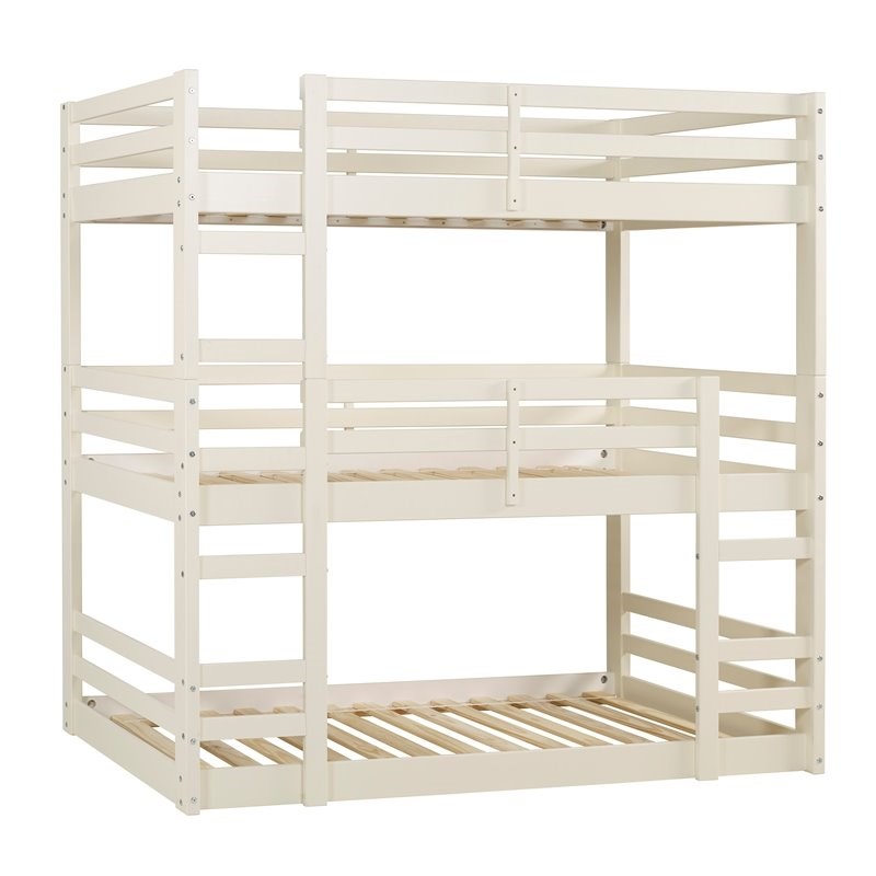 Solid Wood Triple Bunk Bed White Homesquare