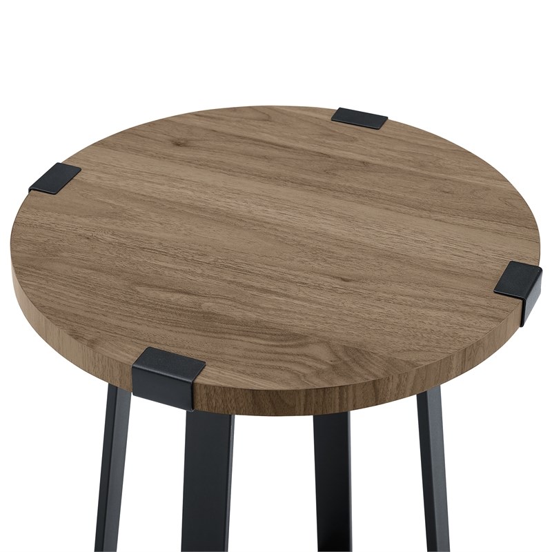 Metal Wrap Wood Side Table - Slate Gray