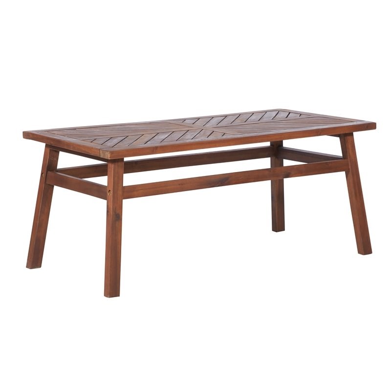 Outdoor Patio Wood Coffee Table in Dark Brown