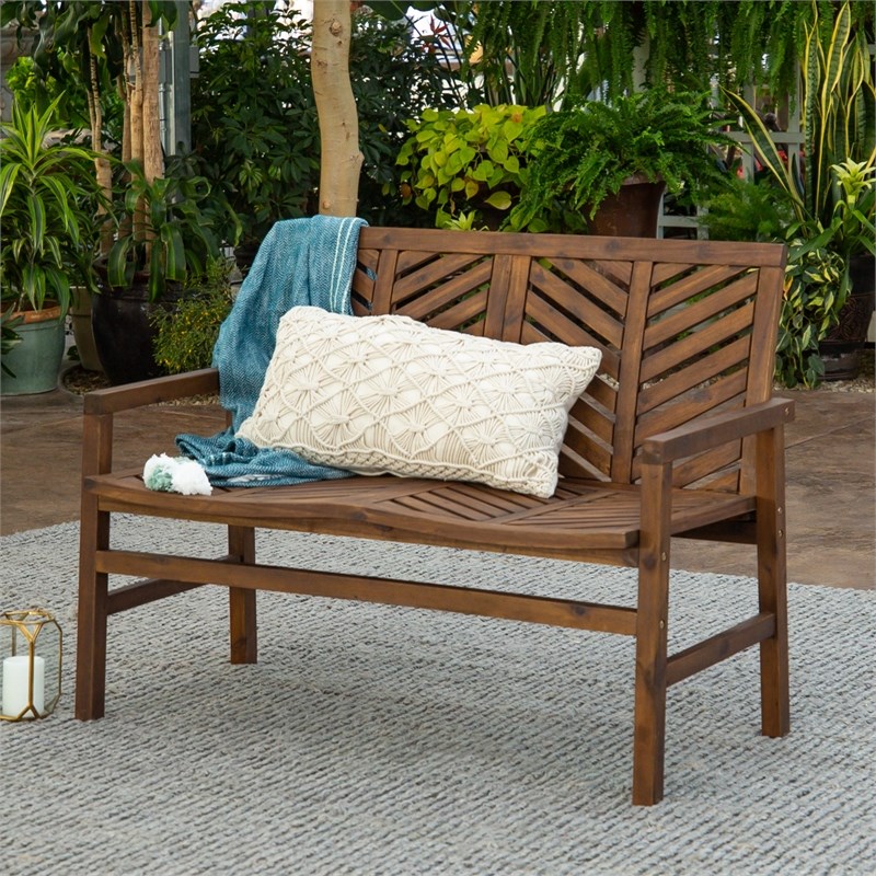 48" Outdoor Wood Patio Love Seat in Dark Brown Homesquare